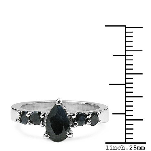 1.52 Carat Genuine Black Sapphire .925 Sterling Silver Ring