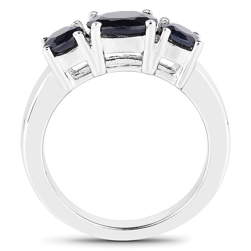 2.80 Carat Genuine Black Sapphire .925 Sterling Silver Ring