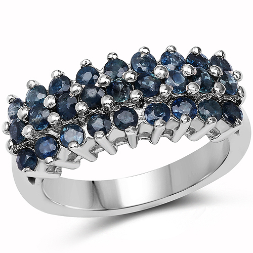 Sapphire-1.62 Carat Genuine Blue Sapphire .925 Sterling Silver Ring