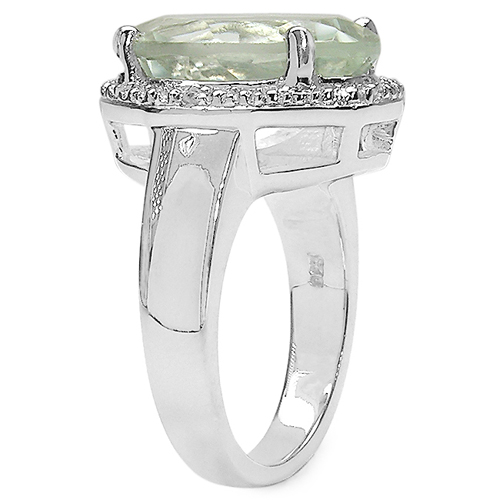 8.22 ct. t.w. Green Amethyst and White Topaz Ring in Sterling Silver