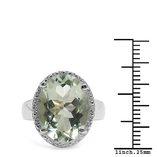 8.22 ct. t.w. Green Amethyst and White Topaz Ring in Sterling Silver