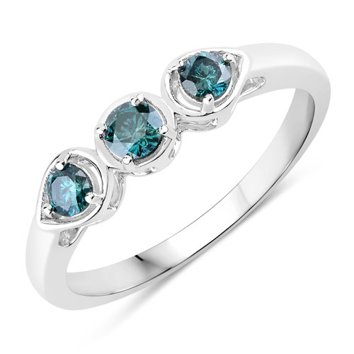 0.34 Carat Genuine Blue Diamond .925 Sterling Silver Ring