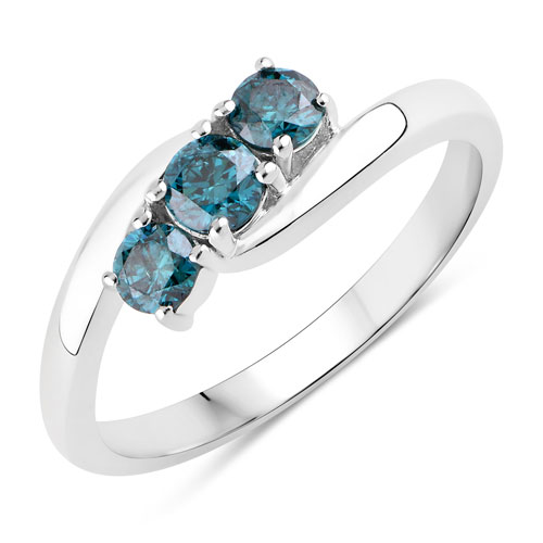 0.49 Carat Genuine Blue Diamond .925 Sterling Silver Ring