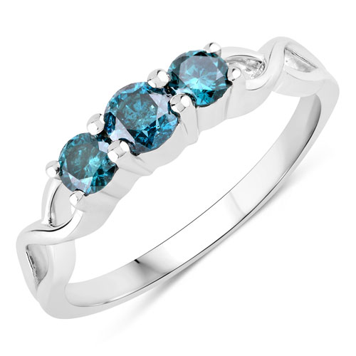 0.52 Carat Genuine Blue Diamond .925 Sterling Silver Ring