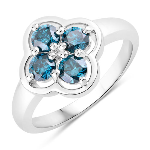 0.76 Carat Genuine Blue Diamond .925 Sterling Silver Ring