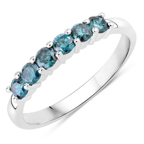 0.50 Carat Genuine Blue Diamond .925 Sterling Silver Ring