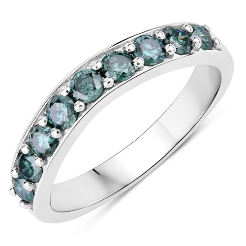 0.76 Carat Genuine Blue Diamond .925 Sterling Silver Ring