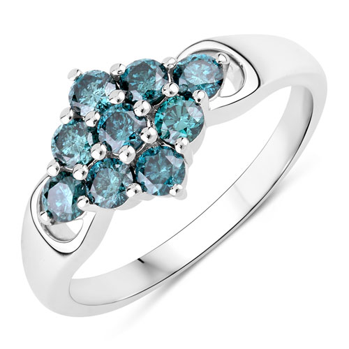 0.76 Carat Genuine Blue Diamond .925 Sterling Silver Ring