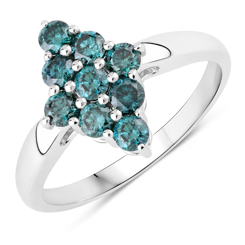 0.76 Carat Genuine Blue Diamond .925 Sterling Silver Ring