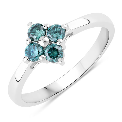 0.50 Carat Genuine Blue Diamond .925 Sterling Silver Ring