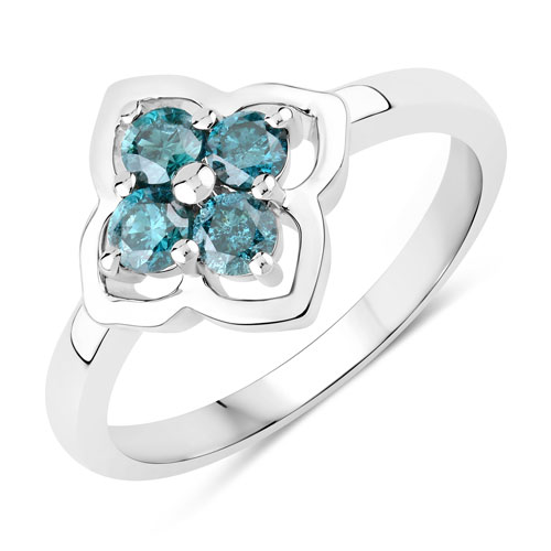 0.50 Carat Genuine Blue Diamond .925 Sterling Silver Ring