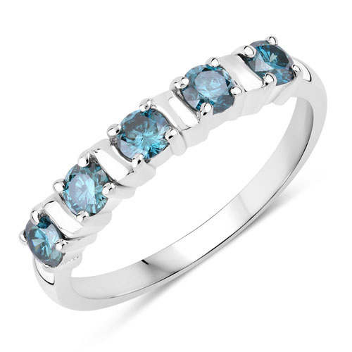 0.62 Carat Genuine Blue Diamond .925 Sterling Silver Ring