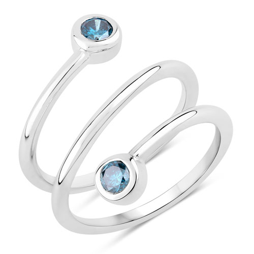0.35 Carat Genuine Blue Diamond .925 Sterling Silver Ring