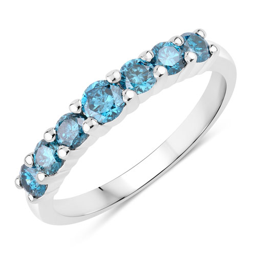 0.76 Carat Genuine Blue Diamond .925 Sterling Silver Ring