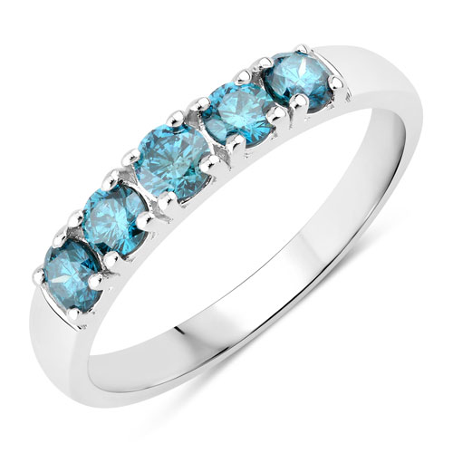 0.76 Carat Genuine Blue Diamond .925 Sterling Silver Ring