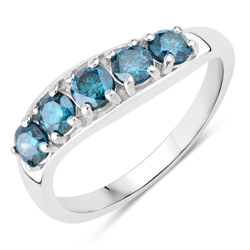 0.76 Carat Genuine Blue Diamond .925 Sterling Silver Ring
