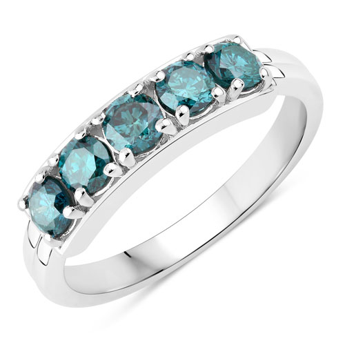 0.76 Carat Genuine Blue Diamond .925 Sterling Silver Ring
