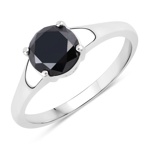 1.62 Carat Genuine Black Diamond .925 Sterling Silver Ring
