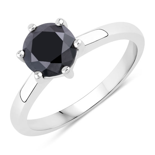 1.69 Carat Genuine Black Diamond .925 Sterling Silver Ring
