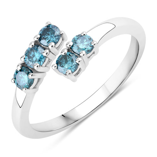 0.48 Carat Genuine Blue Diamond .925 Sterling Silver Ring