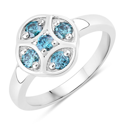 0.48 Carat Genuine Blue Diamond .925 Sterling Silver Ring