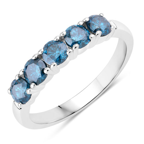 1.01 Carat Genuine Blue Diamond .925 Sterling Silver Ring