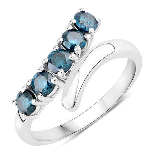 1.01 Carat Genuine Blue Diamond .925 Sterling Silver Ring