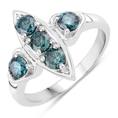 1.01 Carat Genuine Blue Diamond .925 Sterling Silver Ring