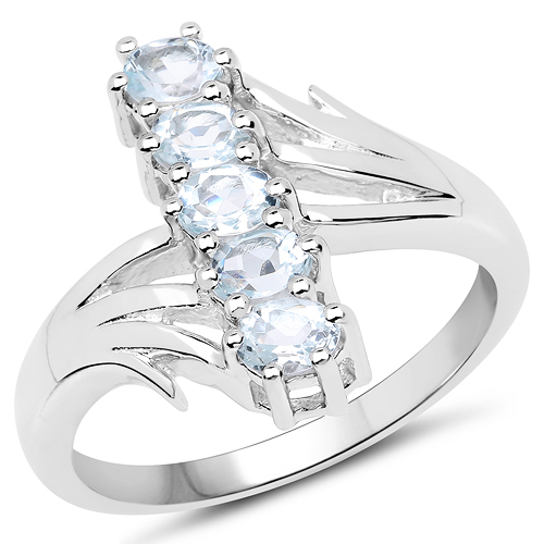 Rings-0.75 Carat Genuine Aquamarine .925 Sterling Silver Ring