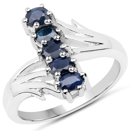 Sapphire-1.10 Carat Genuine Blue Sapphire .925 Sterling Silver Ring
