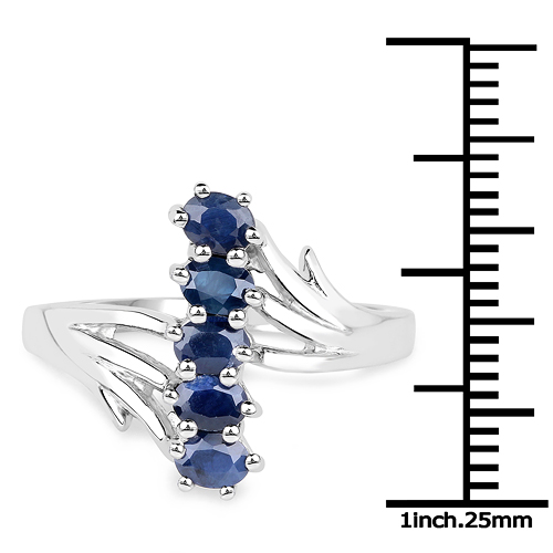 1.10 Carat Genuine Blue Sapphire .925 Sterling Silver Ring