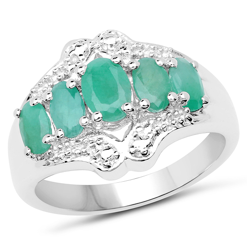 Emerald-1.24 Carat Genuine Emerald .925 Sterling Silver Ring