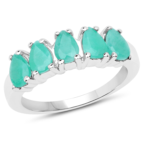 Emerald-1.80 Carat Genuine Emerald .925 Sterling Silver Ring