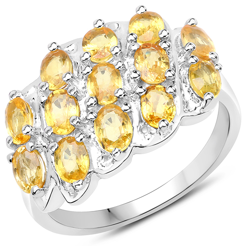 Sapphire-2.60 Carat Genuine Yellow Sapphire .925 Sterling Silver Ring