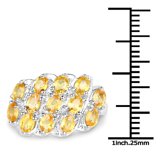 2.60 Carat Genuine Yellow Sapphire .925 Sterling Silver Ring