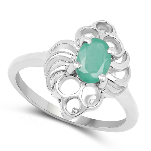 0.65 Carat Genuine Emerald .925 Sterling Silver Ring