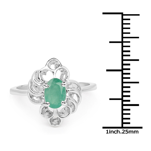 0.65 Carat Genuine Emerald .925 Sterling Silver Ring