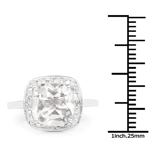 2.52 Carat Genuine Crystal Quartz & White Topaz .925 Sterling Silver Ring
