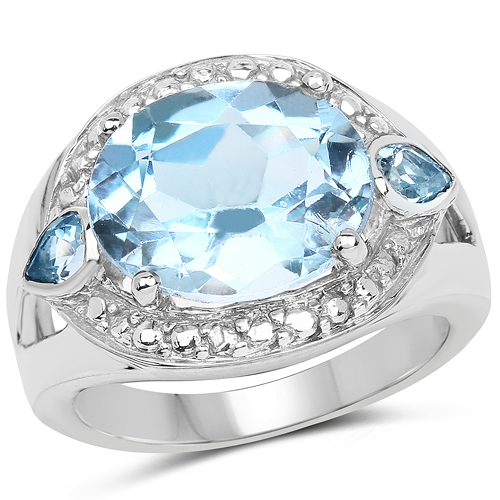 Rings-5.51 Carat Genuine Blue Topaz Brass Ring