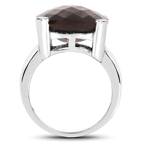 12.10 Carat Genuine Smoky Quartz .925 Sterling Silver Ring