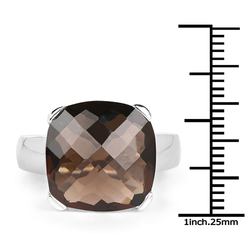 12.10 Carat Genuine Smoky Quartz .925 Sterling Silver Ring
