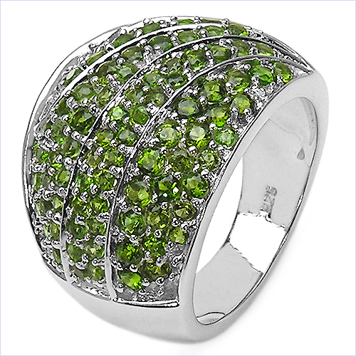 3.16 Carat Genuine Chrome Diopside .925 Sterling Silver Ring