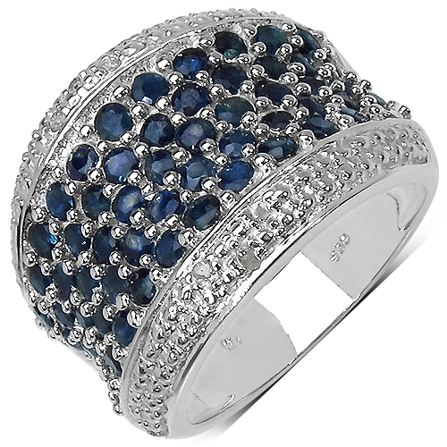Sapphire-2.90 ct. t.w. Blue Sapphire and White Topaz Ring in Sterling Silver