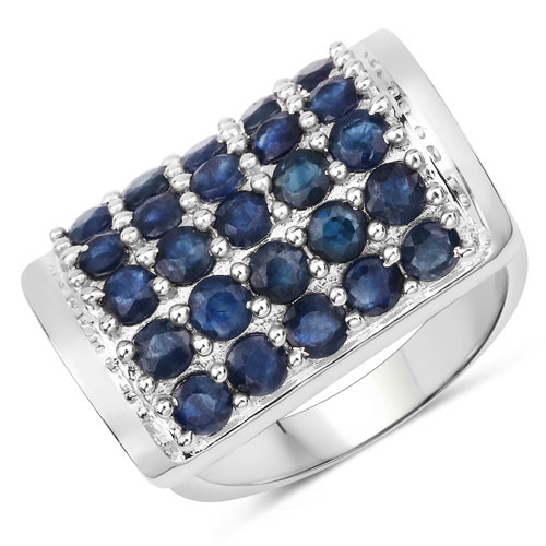 Sapphire-2.75 Carat Genuine Blue Sapphire .925 Sterling Silver Ring
