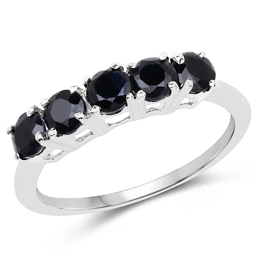 Sapphire-1.65 Carat Genuine Black Sapphire .925 Sterling Silver Ring