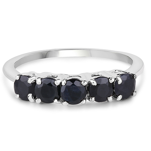1.65 Carat Genuine Black Sapphire .925 Sterling Silver Ring