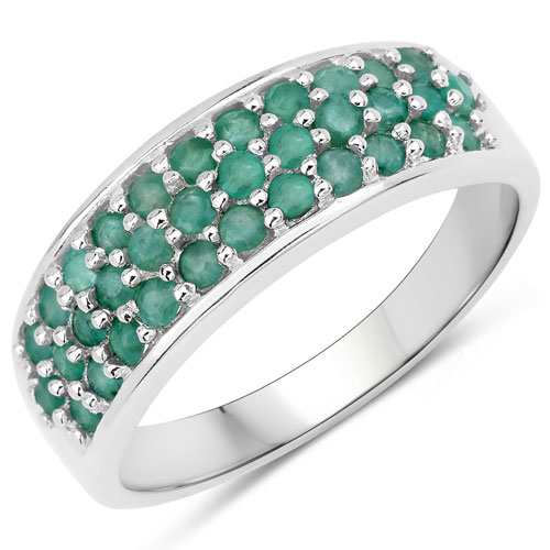 Emerald-1.09 Carat Genuine Emerald .925 Sterling Silver Ring
