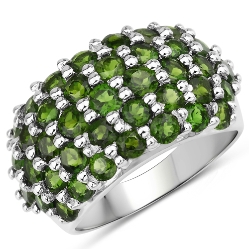Rings-5.04 Carat Genuine Chrome Diopside .925 Sterling Silver Ring