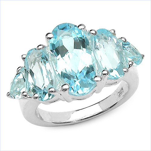 Rings-8.77 Carat Genuine Blue Topaz .925 Sterling Silver Ring