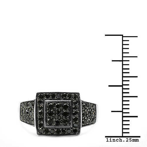 0.77 Carat Genuine Black Diamond .925 Sterling Silver Ring